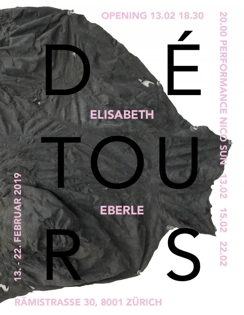Exhibition DÉTOURS by contemporary swiss artist Elisabeth Eberle, curated by Kristina Grigorjeva and Marco Meuli